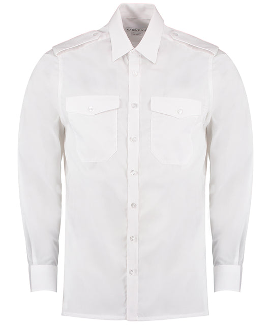 Kustom Kit KK134 Pilot shirt long sleeved in White