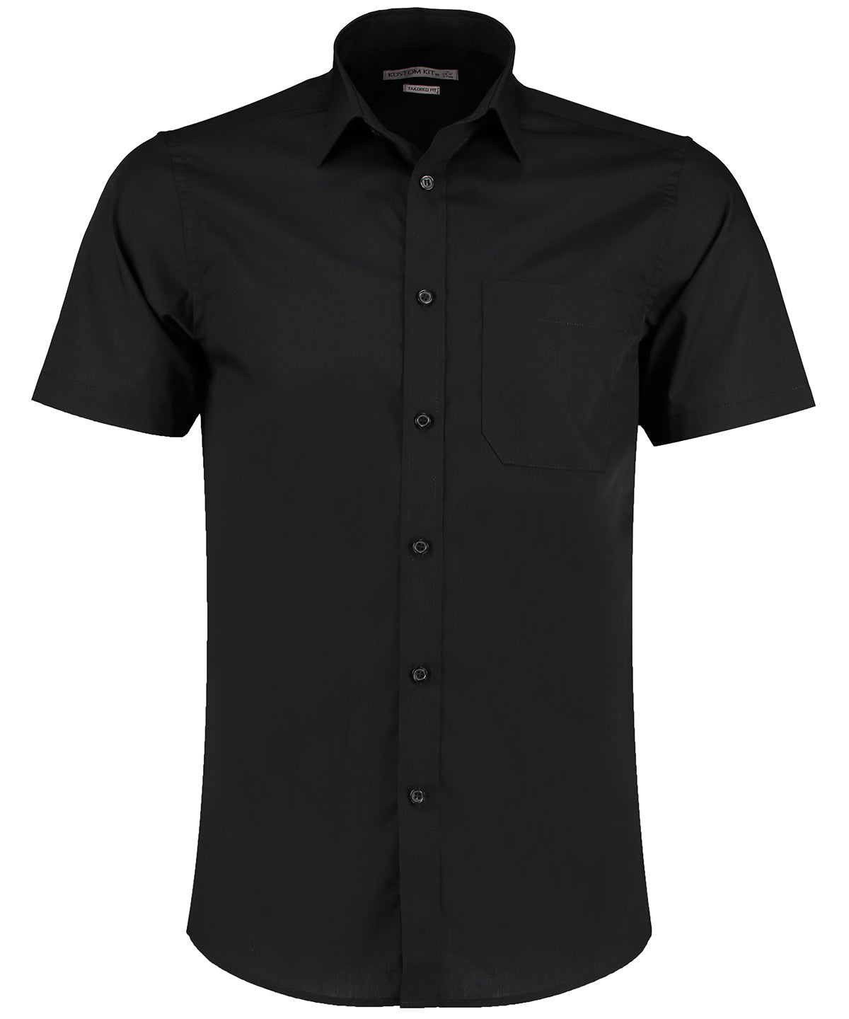 Kustom Kit KK141 Poplin shirt short-sleeved (tailored fit) in Black*
