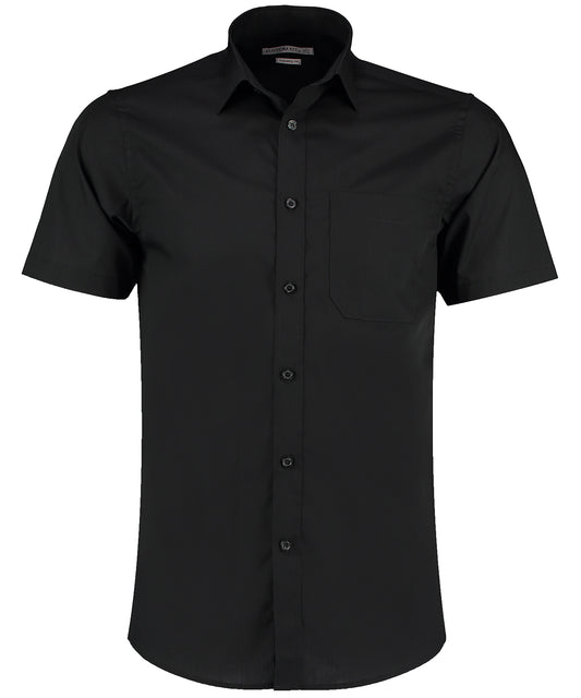 Kustom Kit KK141 Poplin shirt short-sleeved (tailored fit) in Black*