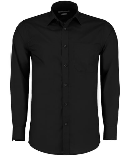 Kustom Kit KK142 Poplin shirt long-sleeved (tailored fit) in Black*