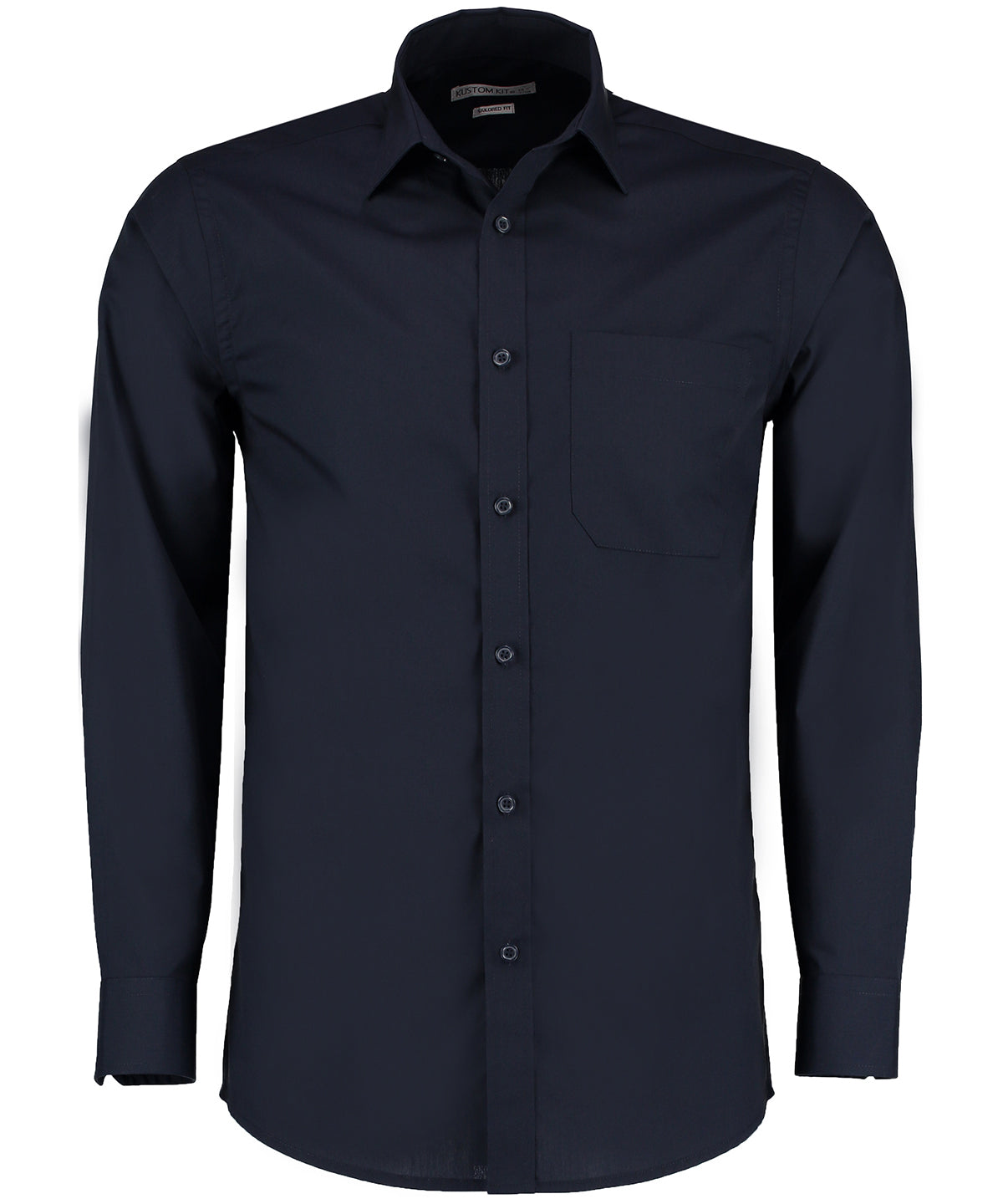 Kustom Kit KK142 Poplin shirt long-sleeved (tailored fit) in Dark Navy