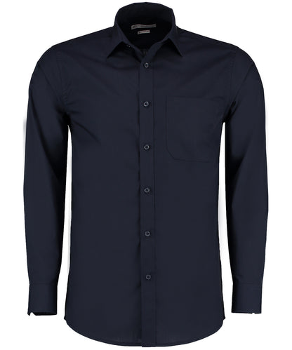 Kustom Kit KK142 Poplin shirt long-sleeved (tailored fit) in Dark Navy