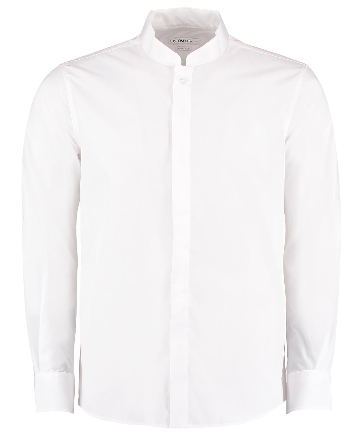 Kustom Kit KK161 Mandarin collar shirt long-sleeved (tailored fit) in White