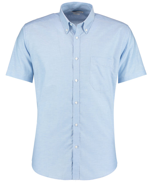 Kustom Kit KK183 Slim fit workwear Oxford shirt short sleeve in Light Blue