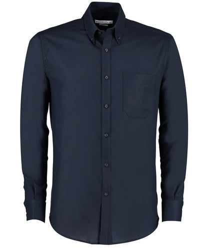 Kustom Kit KK184 Slim fit workwear Oxford shirt long-sleeved (slim fit) in Navy