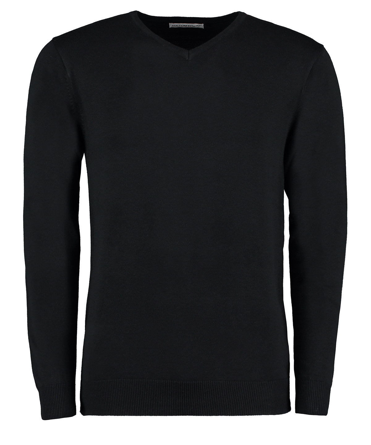 Kustom Kit KK352 Arundel v-neck sweater long sleeve (classic fit) in Black