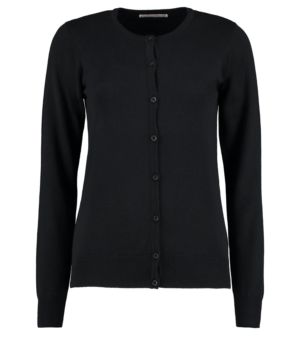 Kustom Kit KK355 Women's Arundel crew neck cardigan long sleeve (classic fit) in Black