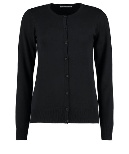 Kustom Kit KK355 Women's Arundel crew neck cardigan long sleeve (classic fit) in Black