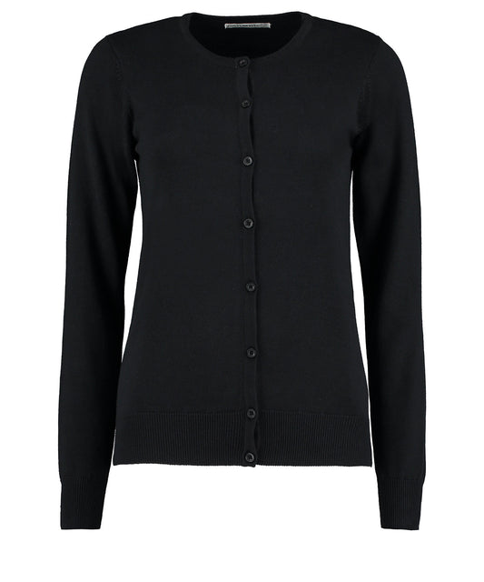 Kustom Kit KK355 Women's Arundel crew neck cardigan long sleeve (classic fit) in Black