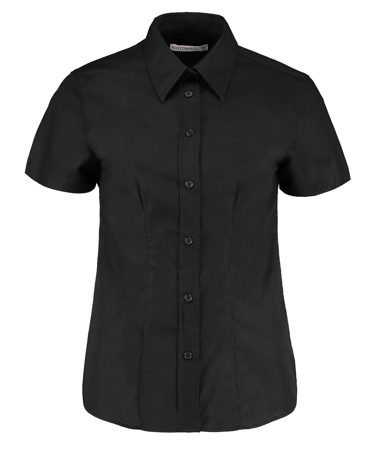 Kustom Kit KK360 Women's workplace Oxford blouse short-sleeved (tailored fit) in Black