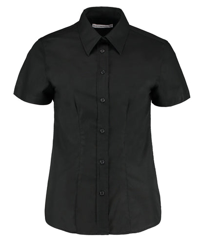 Kustom Kit KK360 Women's workplace Oxford blouse short-sleeved (tailored fit) in Black