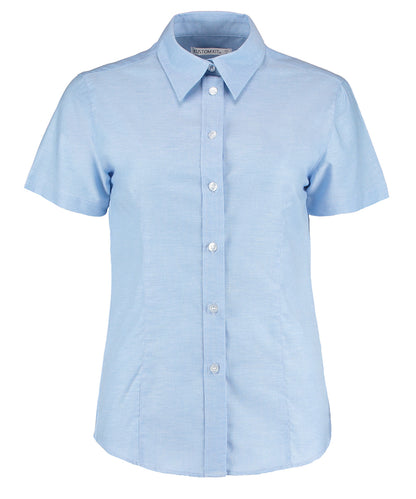 Kustom Kit KK360 Women's workplace Oxford blouse short-sleeved (tailored fit) in Light Blue*