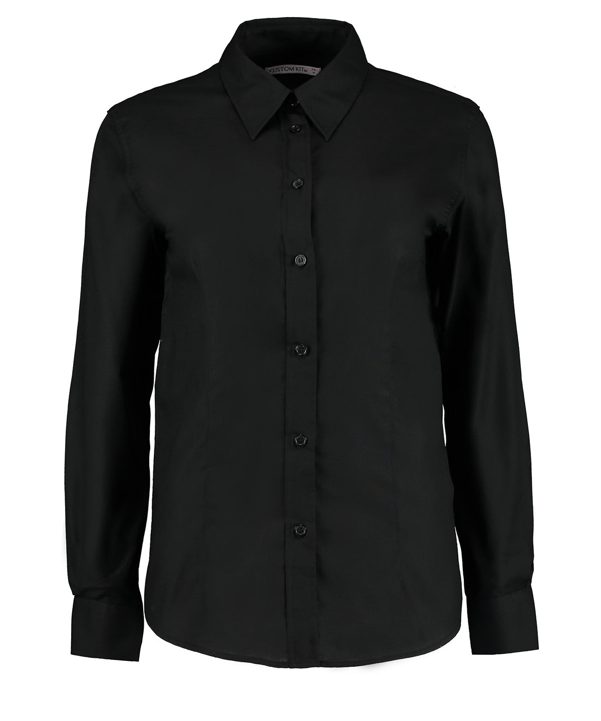 Kustom Kit KK361 Women's workplace Oxford blouse long-sleeved (tailored fit) in Black
