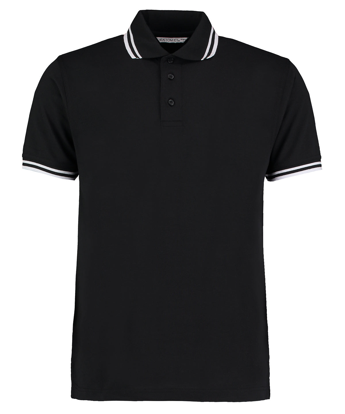 Kustom Kit KK409 Tipped collar polo (classic fit) in Black/White