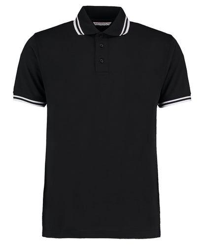 Kustom Kit KK409 Tipped collar polo (classic fit) in Black/White