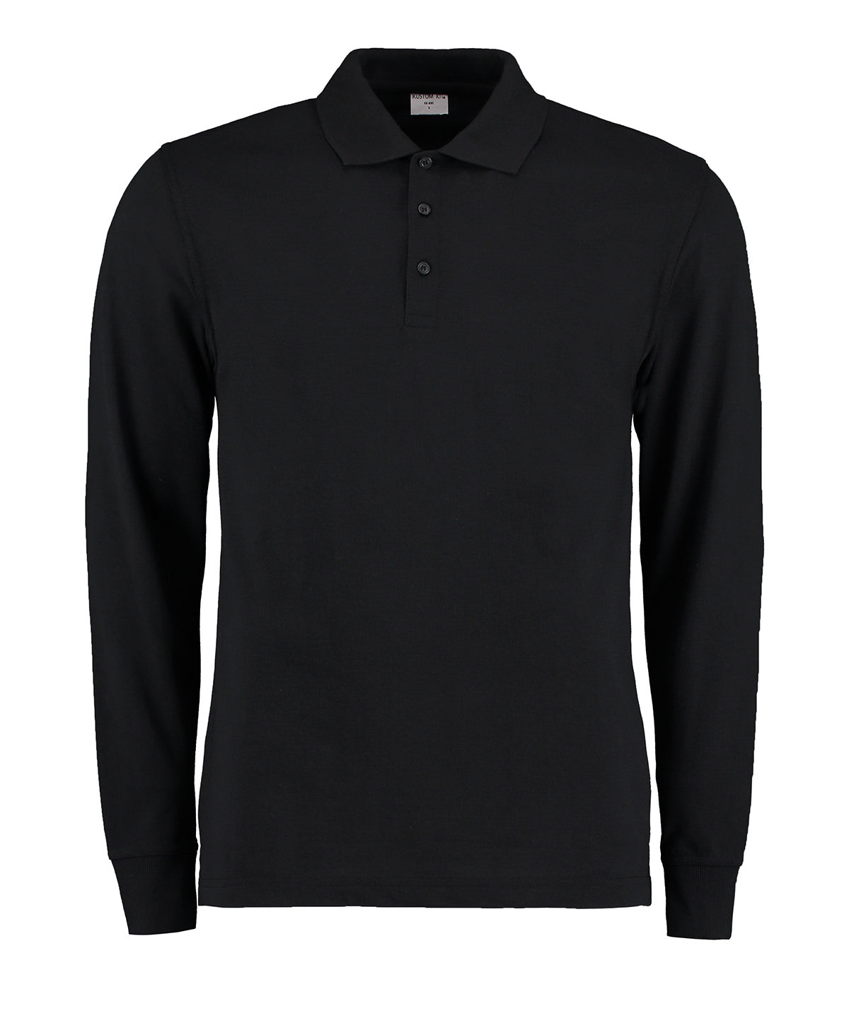 Kustom Kit KK430 Piqué polo long-sleeved (classic fit) in Black