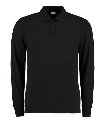 Kustom Kit KK430 Piqué polo long-sleeved (classic fit) in Black