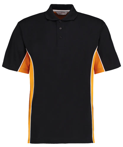 Kustom Kit KK475 Track polo (classic fit) in Black/Gold/White*