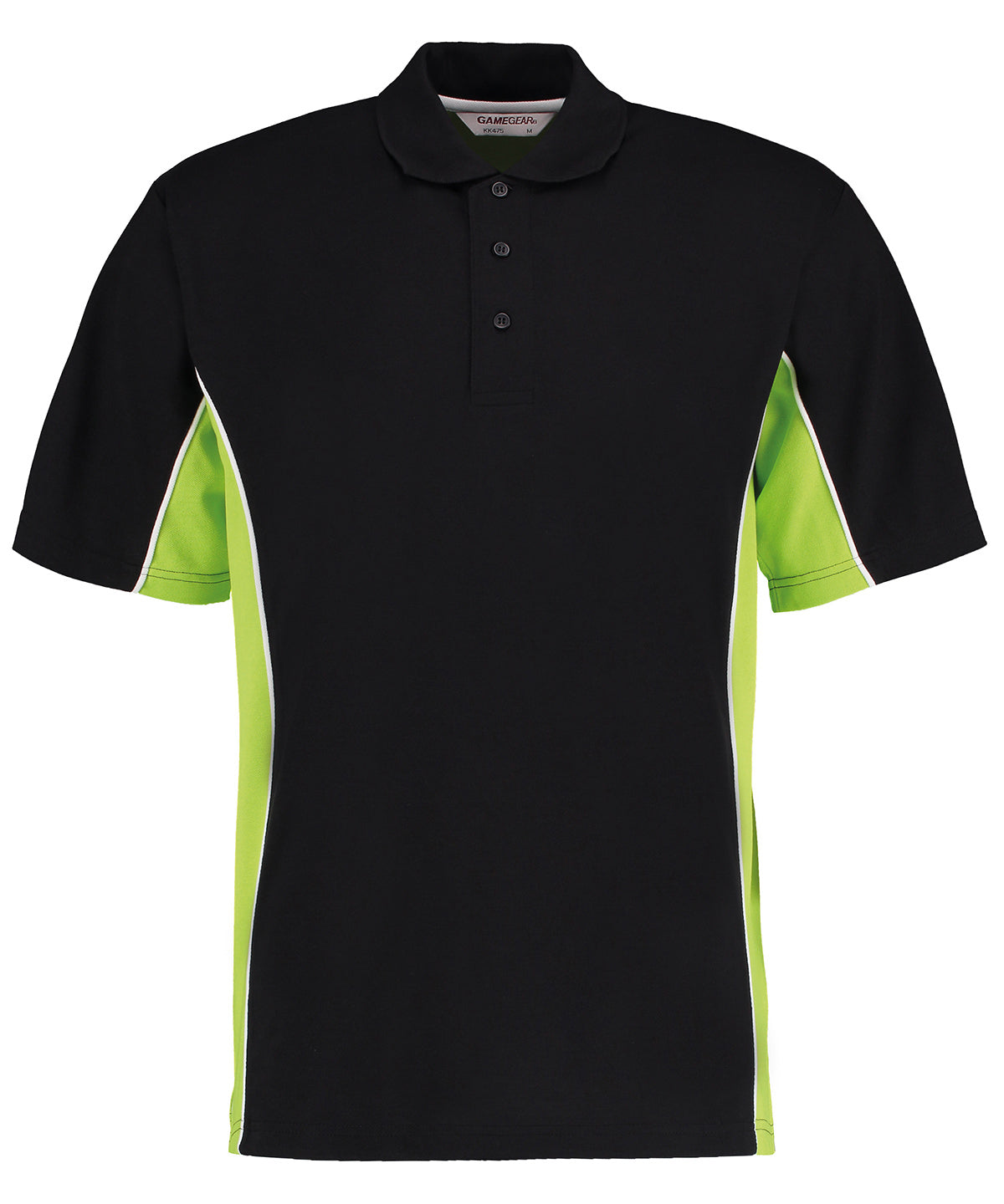 Kustom Kit KK475 Track polo (classic fit) in Black/Lime/White*