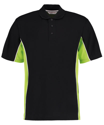 Kustom Kit KK475 Track polo (classic fit) in Black/Lime/White*
