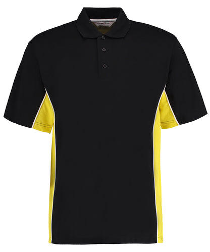 Kustom Kit KK475 Track polo (classic fit) in Black/Yellow/White