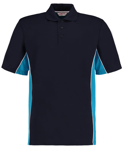Kustom Kit KK475 Track polo (classic fit) in Navy/Turquoise/ White