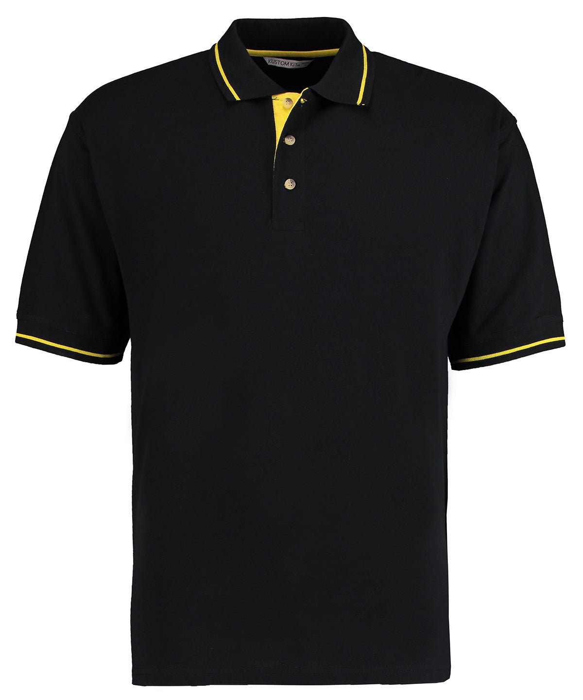 Kustom Kit KK606 St Mellion polo (classic fit) in Black/Yellow