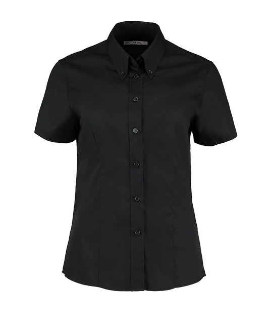Kustom Kit KK701 Women's corporate Oxford blouse short-sleeved (tailored fit) in Black*
