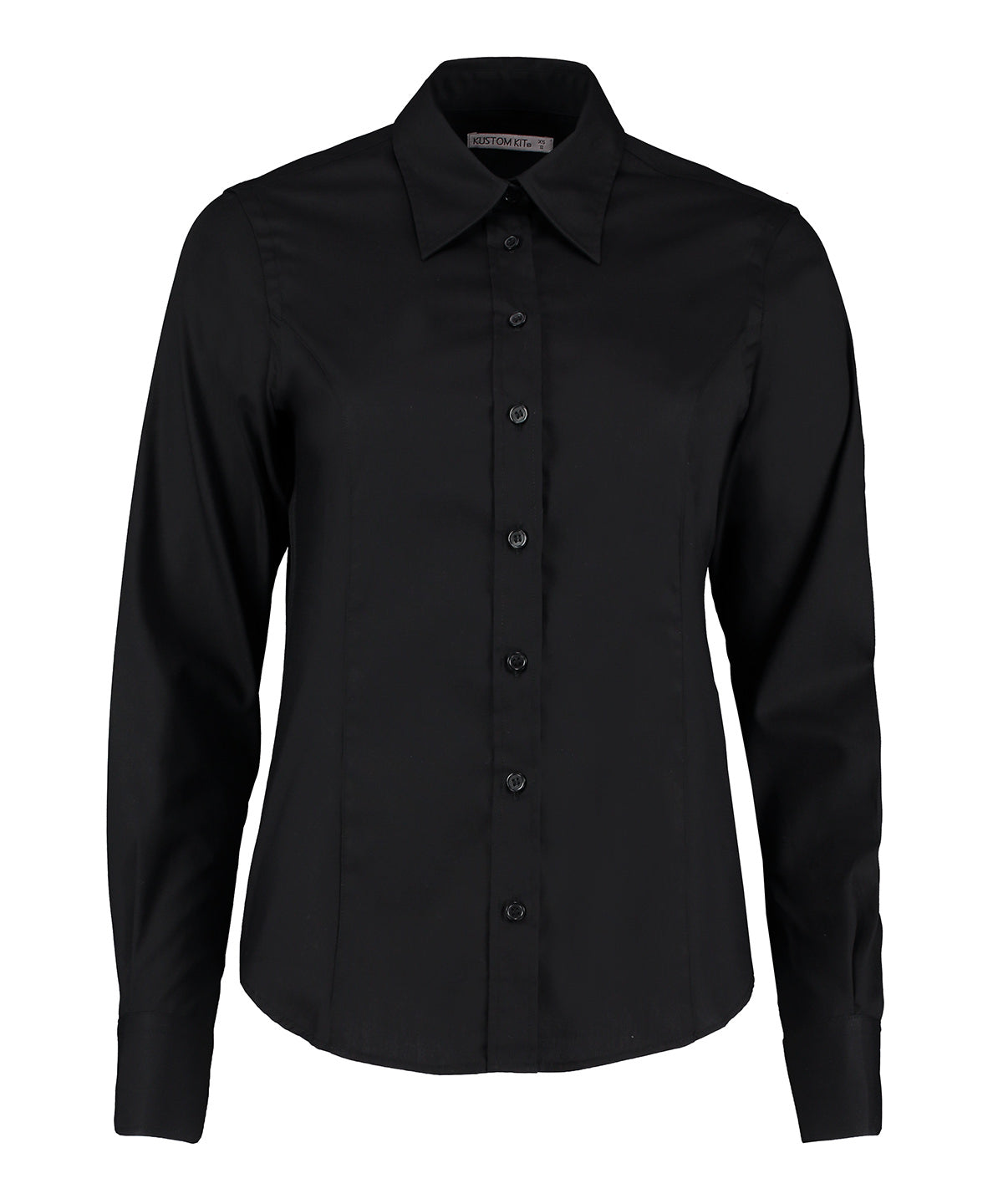 Kustom Kit KK702 Women's corporate Oxford blouse long-sleeved (tailored fit) in Black*