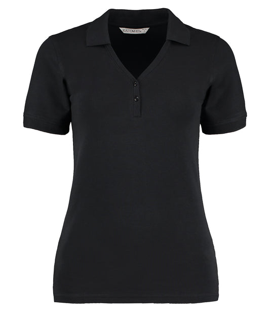 Kustom Kit KK732 Sophia v-neck polo (regular fit) in Black