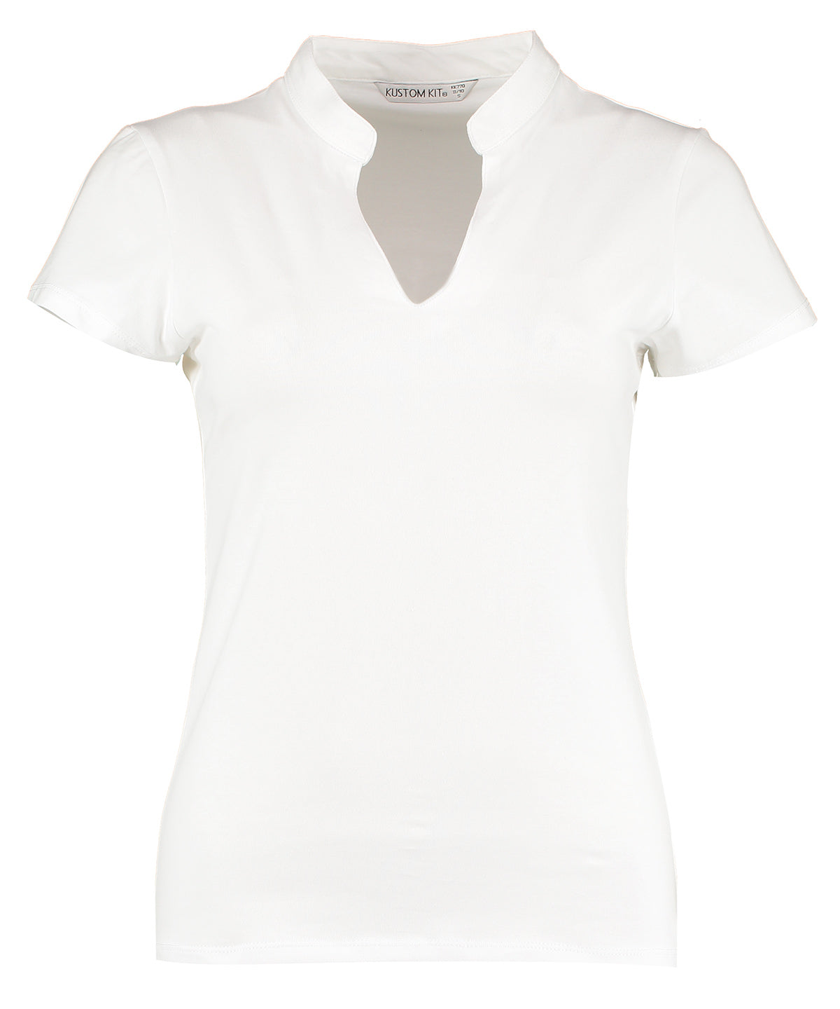 Kustom Kit KK770 Women's corporate short-sleeved top v-neck mandarin collar (regular fit) in White