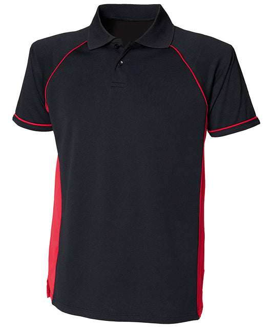 Finden & Hales LV310 Panel performance polo in Black/Red/Red
