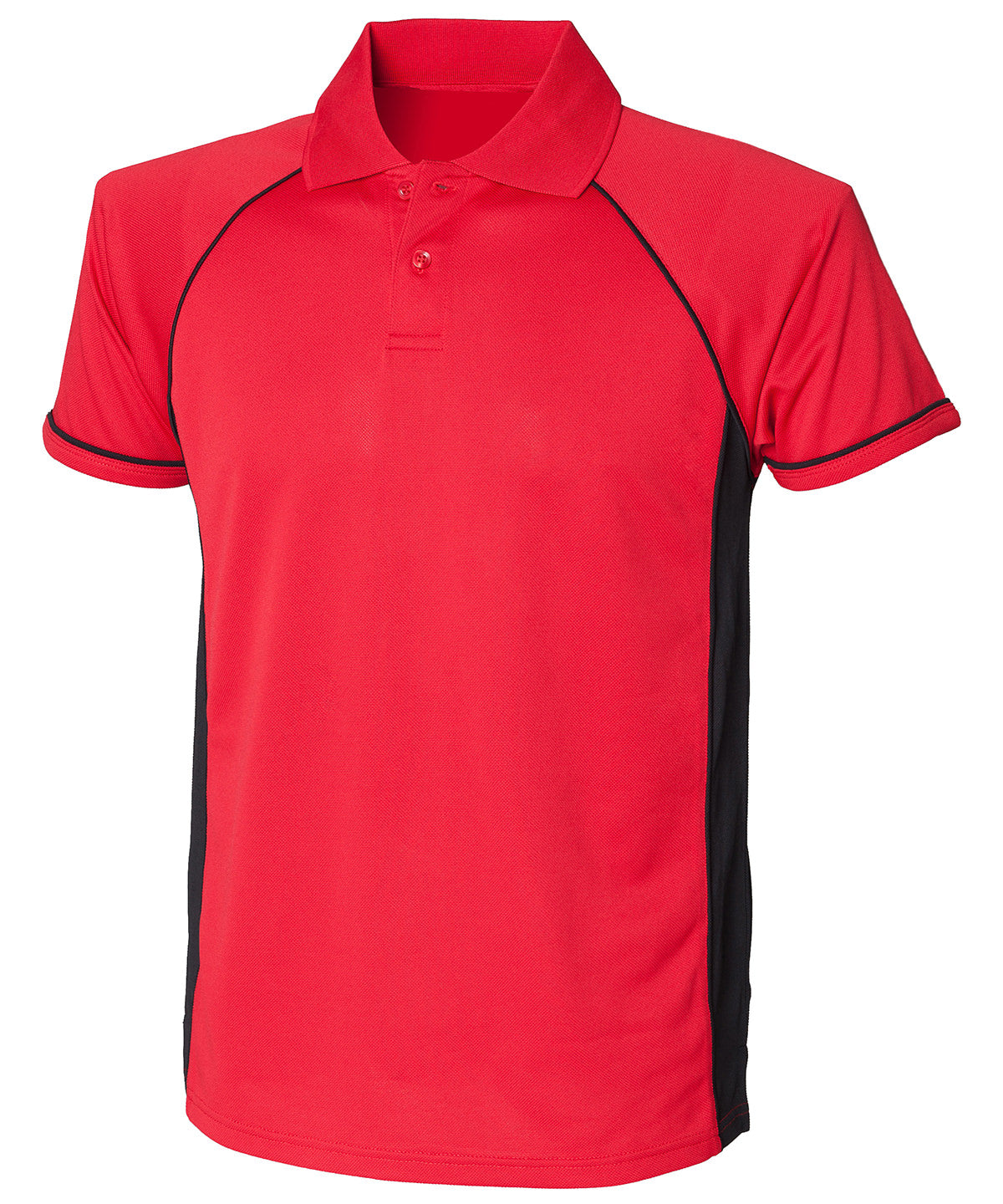 Finden & Hales LV310 Panel performance polo in Red/Black/Black
