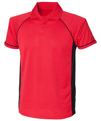 Finden & Hales LV310 Panel performance polo in Red/Black/Black