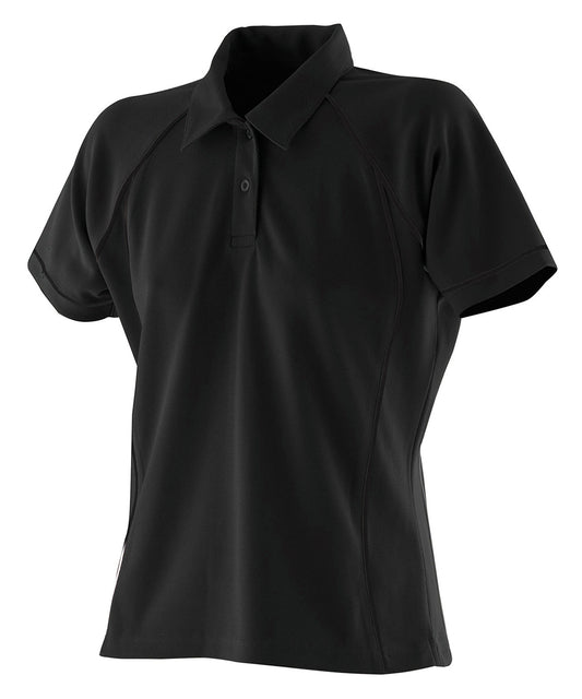 Finden & Hales LV371 Women's piped performance polo in Black/Black