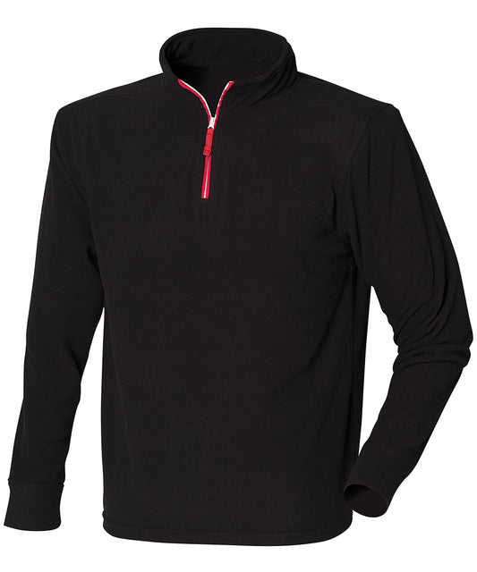 Finden & Hales LV570 ¼ zip long sleeve fleece piped in Black/Red/White