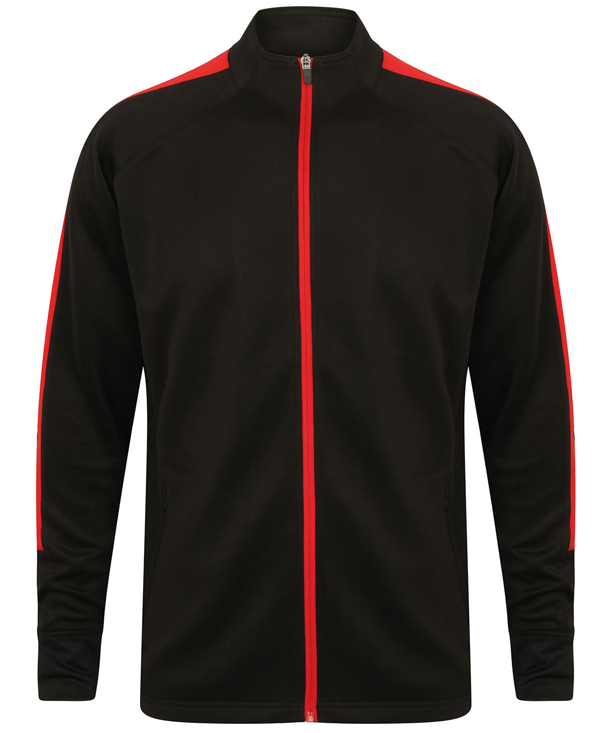 Finden & Hales LV871 Knitted tracksuit top in Black/Red*