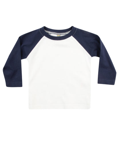 Larkwood LW25T Long sleeve baseball t-shirt in White/Navy