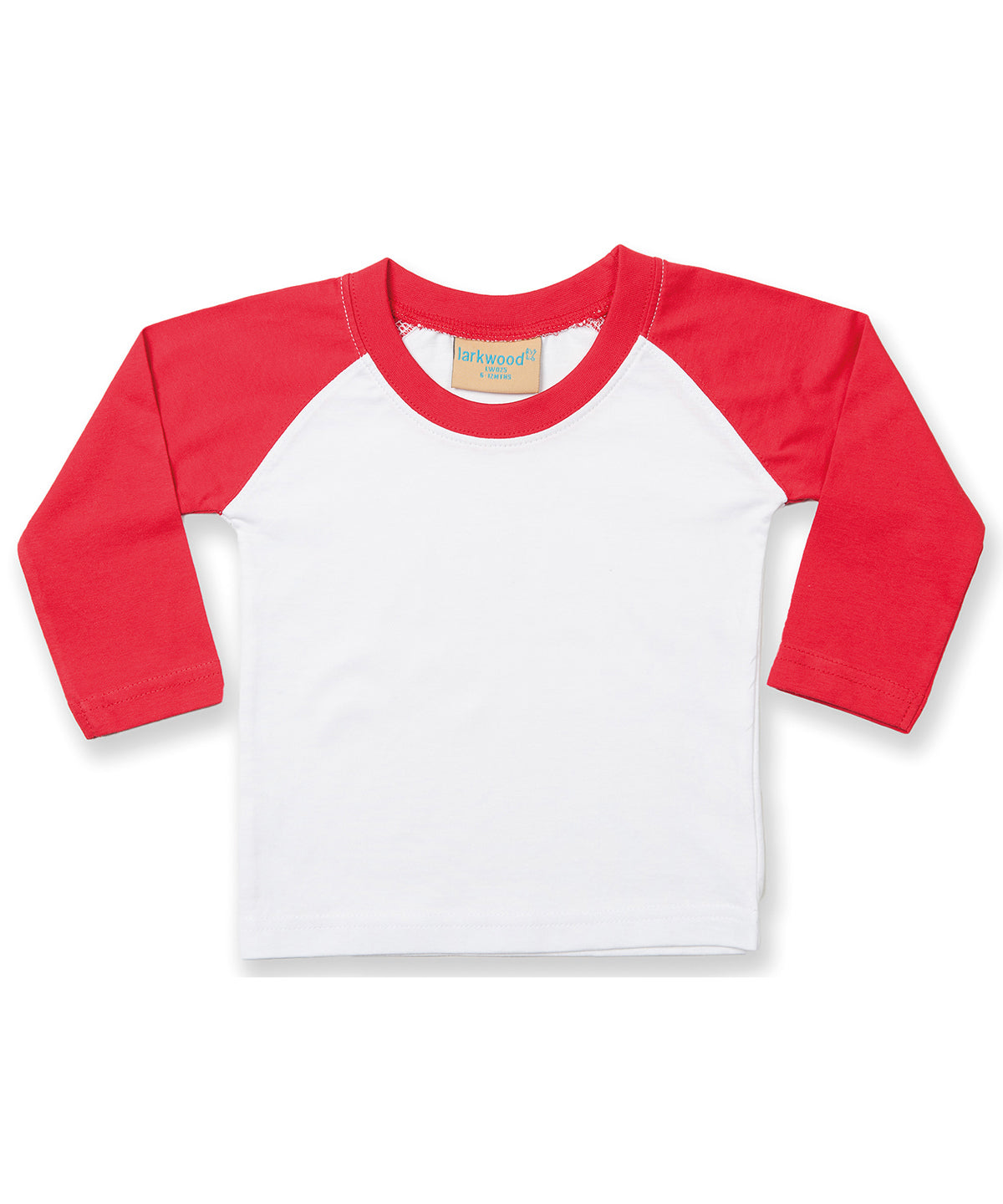 Larkwood LW25T Long sleeve baseball t-shirt in White/Red