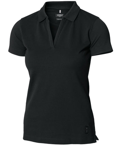 Nimbus NB52F Women’s Harvard v-neck – stretch deluxe polo in Black