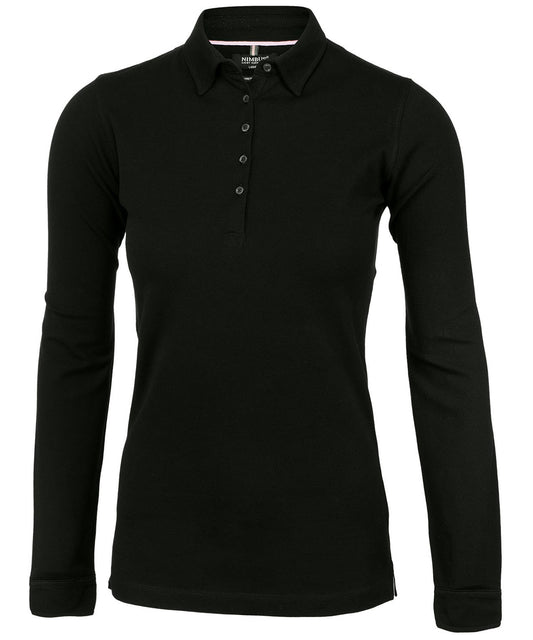 Nimbus NB71F Women’s Carlington – deluxe long sleeve polo in Black