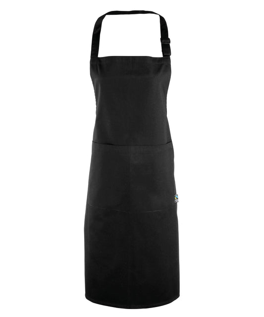 Premier PR112 Cotton bib apron, organic and Fairtrade certified in Black