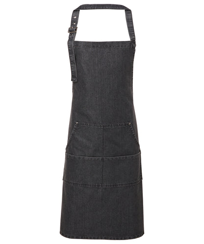 Premier PR126 Jeans stitch bib apron in Black Denim