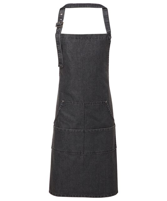 Premier PR126 Jeans stitch bib apron in Black Denim