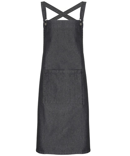 Premier PR129 Cross back 'barista' bib apron in Black Denim