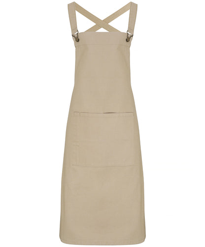 Premier PR129 Cross back 'barista' bib apron in Khaki
