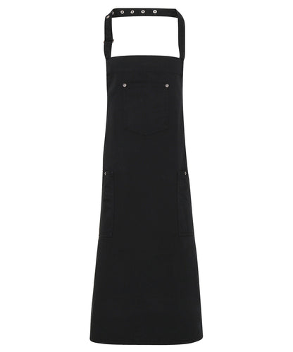 Premier PR132 Chino cotton bib apron in Black
