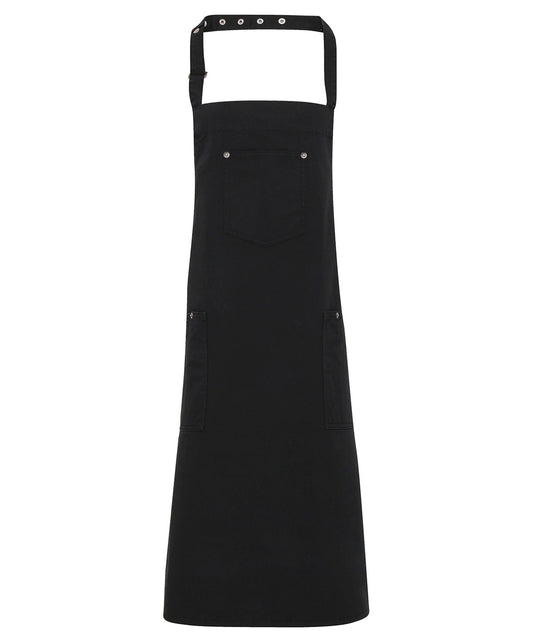 Premier PR132 Chino cotton bib apron in Black