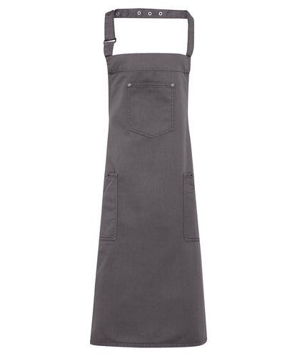 Premier PR132 Chino cotton bib apron in Steel
