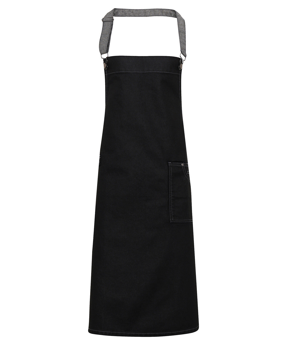 Premier PR134 District waxed-look denim bib apron in Black Denim